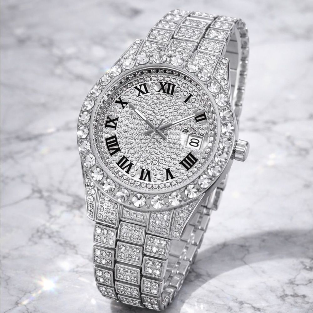 Bustdown Iced Out VVS Steel Luxury Simulated Diamond Unisex CZ Watch Hip Hop